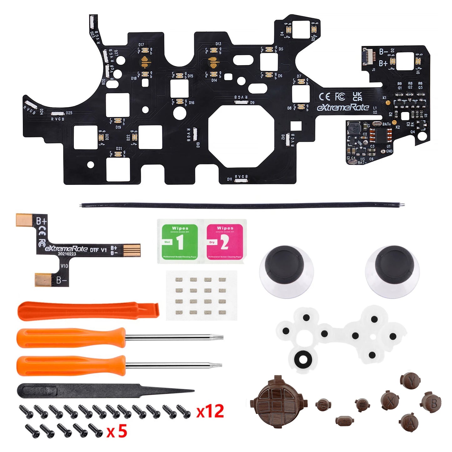 eXtremeRate Multi-Colors Luminated DTF V2 LED Kit for Xbox Series X/S Controller Model 1914, D-pad Thumbsticks Buttons