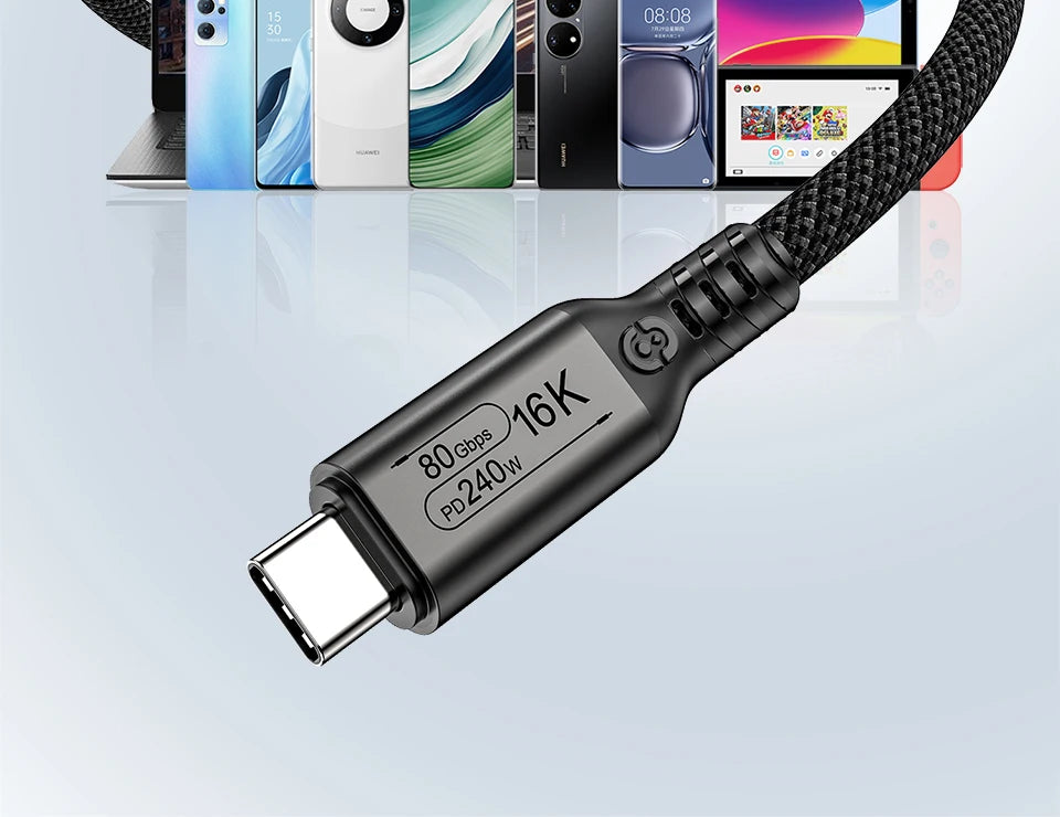 UGOURD 80Gbps Thunderbolt 5 Cable Certified Chip USB-C 20Gbps 240W 16K